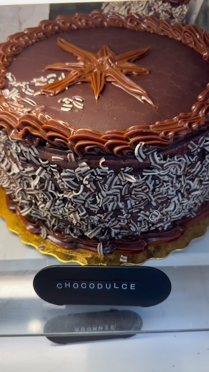 Chocolate cake with decorative topping